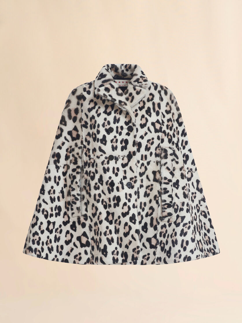 Shorn shearling cape with animalier print - Jackets - Image 1