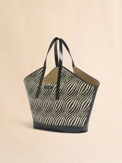 Black raffia-effect Waves tote bag - Shopping Bags