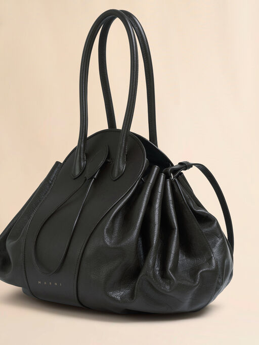 Große Tulipea Tasche aus Leder in Schwarz - Schultertaschen