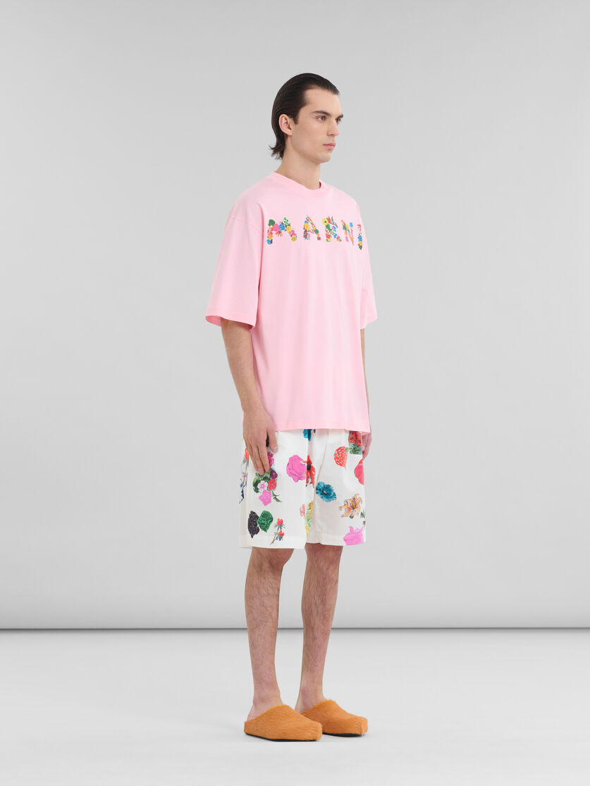 White cotton T-shirt with bouquet Marni logo - Shirts - Image 5