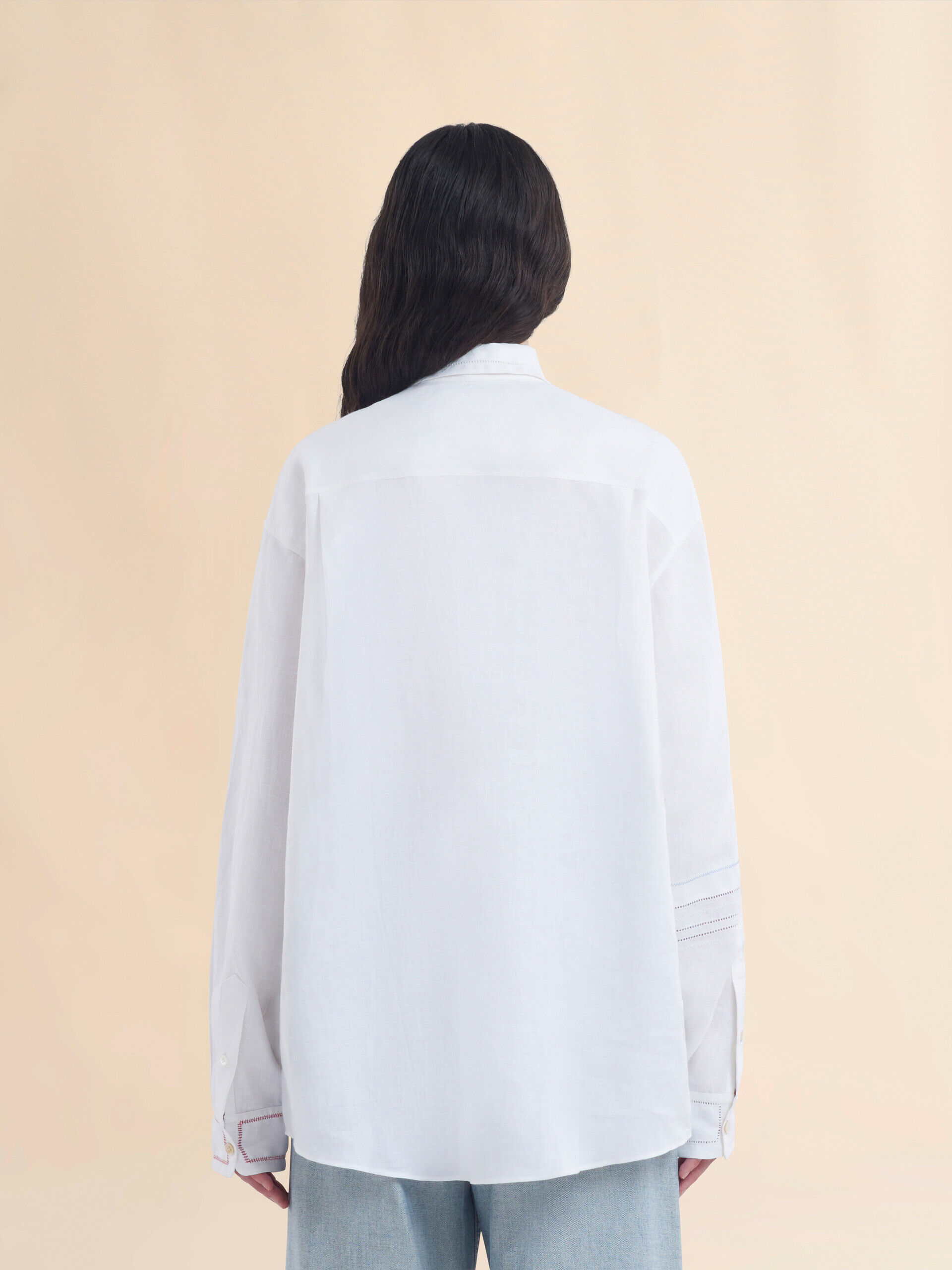 ホワイト オープンワーク刺しゅう リネン製 シャツ | Marni