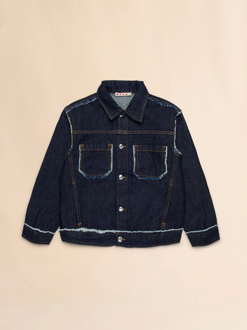 Dark denim jacket with frayed details - Jackets - Image 1