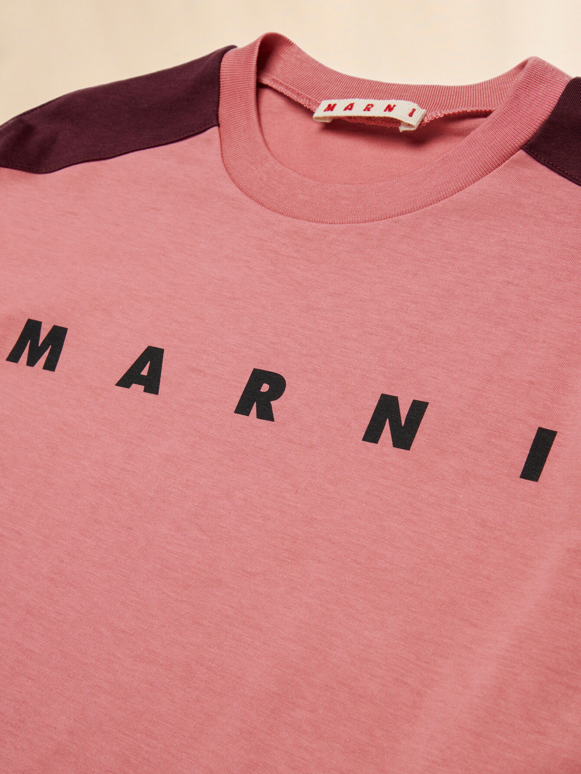 Pink long-sleeved T-shirt with sleeve stripes | Marni
