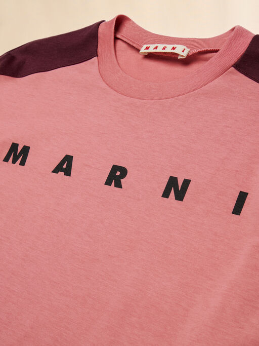Pink long-sleeved T-shirt with sleeve stripes - T-shirts