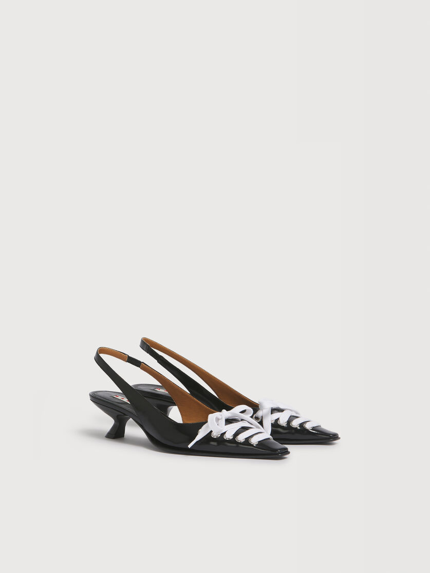 Slingback stringato in pelle nera, Image 2