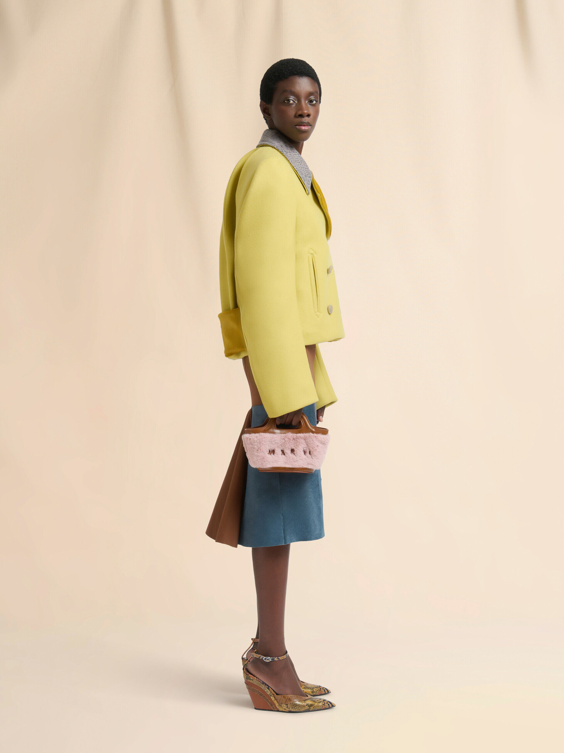 MARNI TROPICALIA MICRO マルニ ピンク Pink Tropicalia micro bag with faux fur trim | Marni