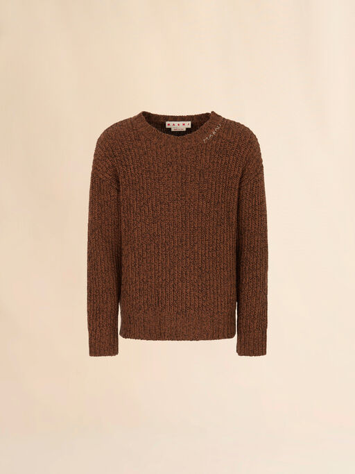 Brown mouliné wool jumper with Marni Mending - Pullovers