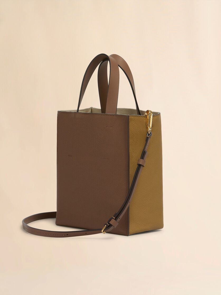 Museo Soft Mini Bag in ivory and brown leather with Marni Mending - Shopping Bags - Image 2