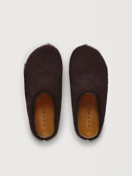 Brown long haircalfskin Fussbett sabot - Clogs