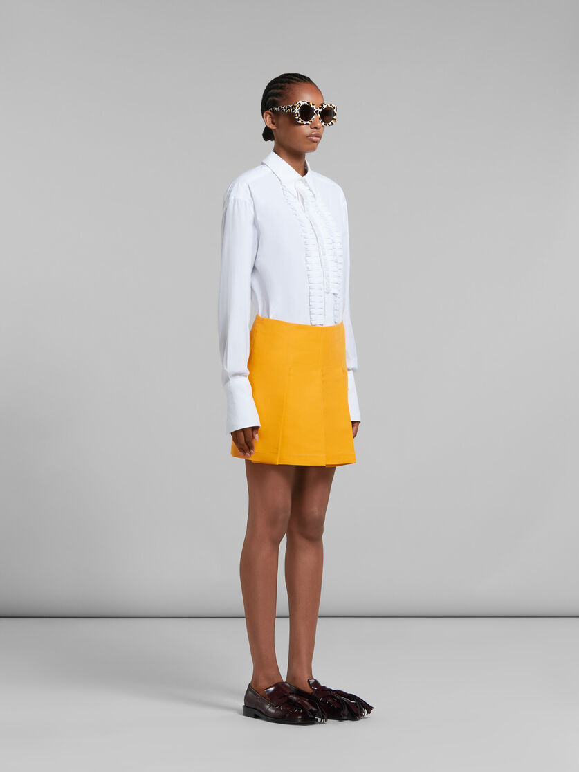 Orange cady mini skirt with wide pleats - Skirts - Image 5