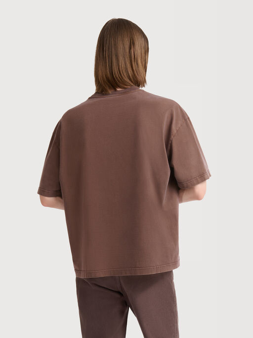 Brown cotton T-shirt with planet print - Shirts