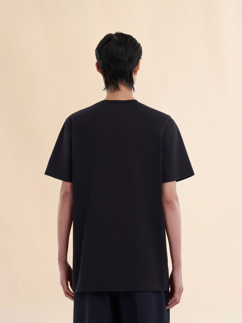 Green organic cotton T-shirt with Marni patch - Shirts - Image 3