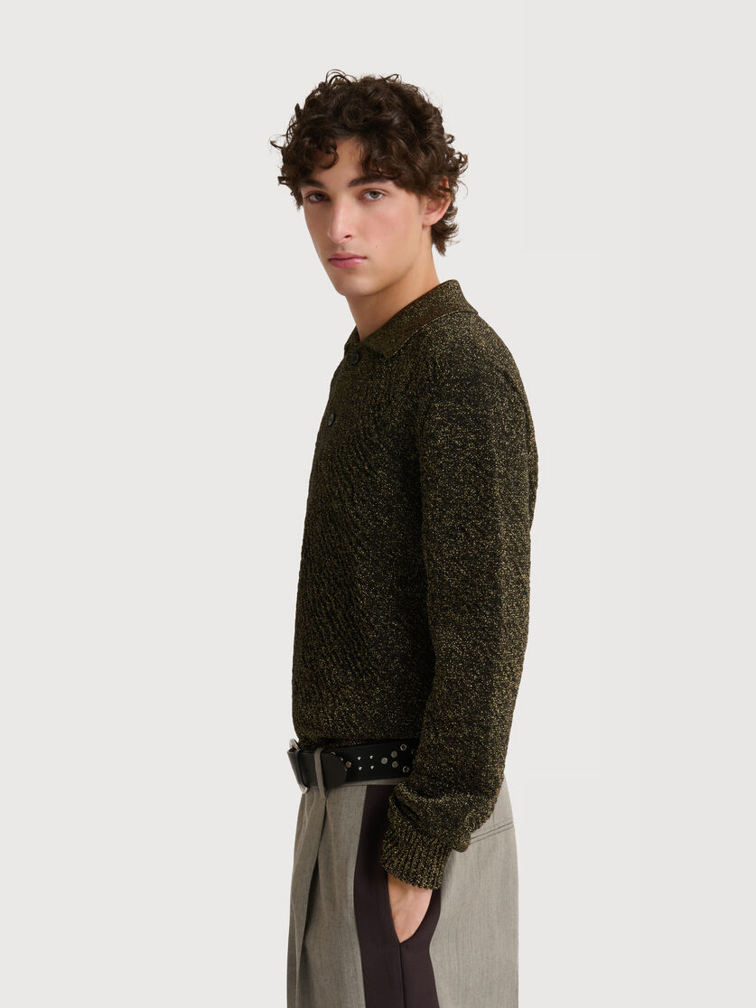 Black wool polo jumper with lurex detailing, Image 3
