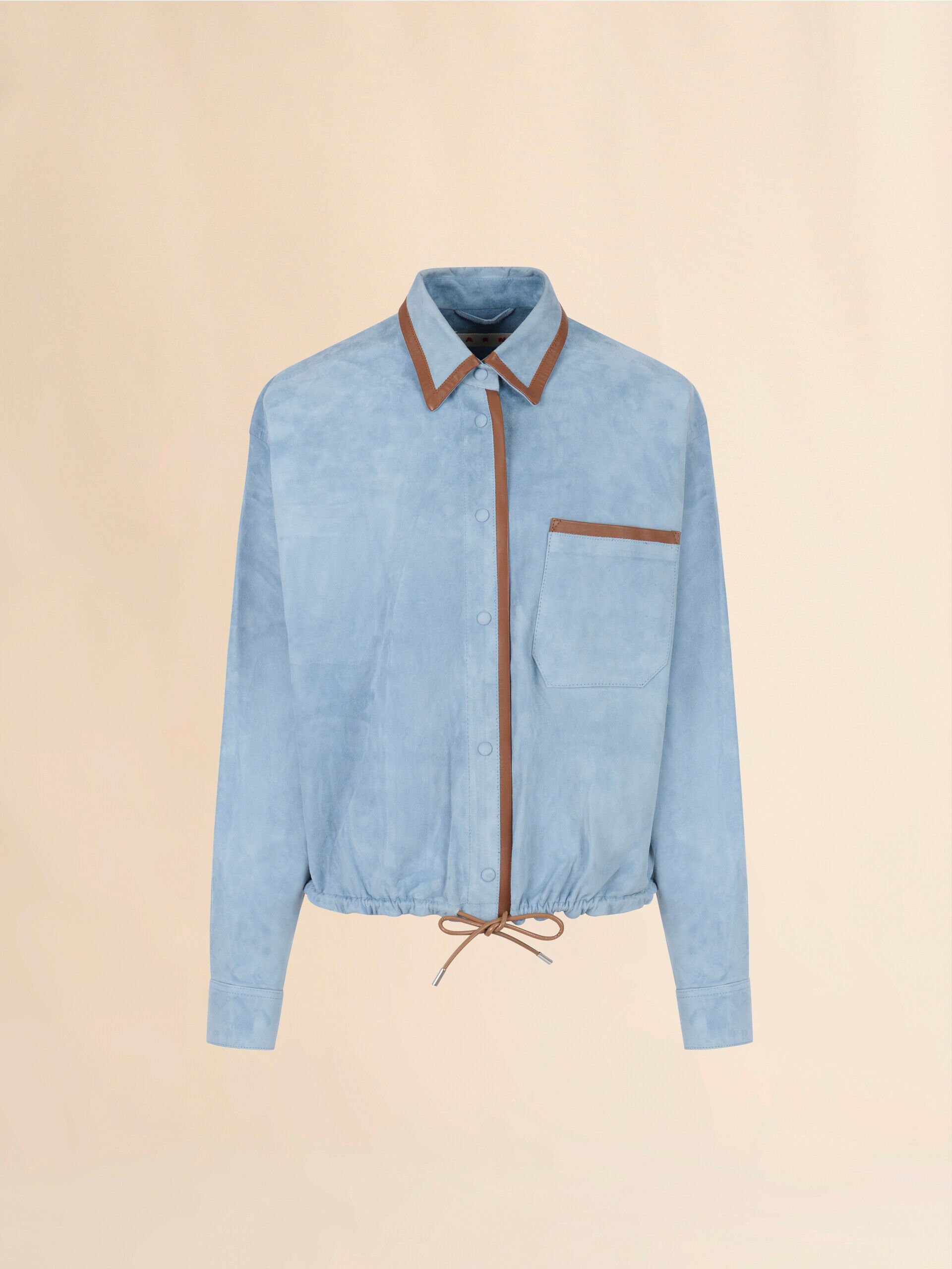 Light blue suede shirt with contrast trims | Marni