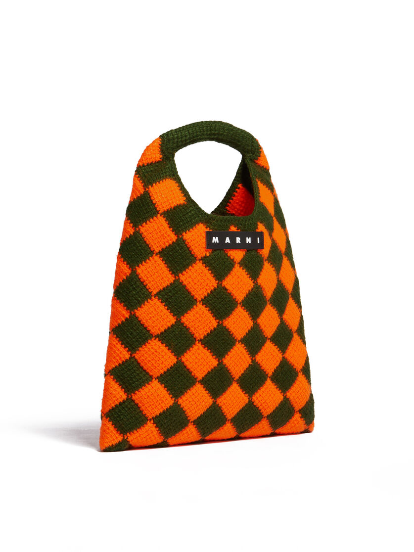 MARNI MARKET DIAMOND large bag in orange and brown tech wool - Shopping Bags - Image 2