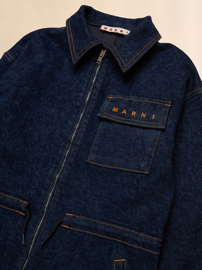 Blue denim playsuit with embroidered Marni logo - Pants - Image 3