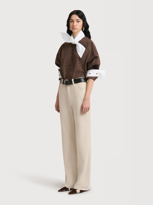 Cream corduroy flared trousers - Pants