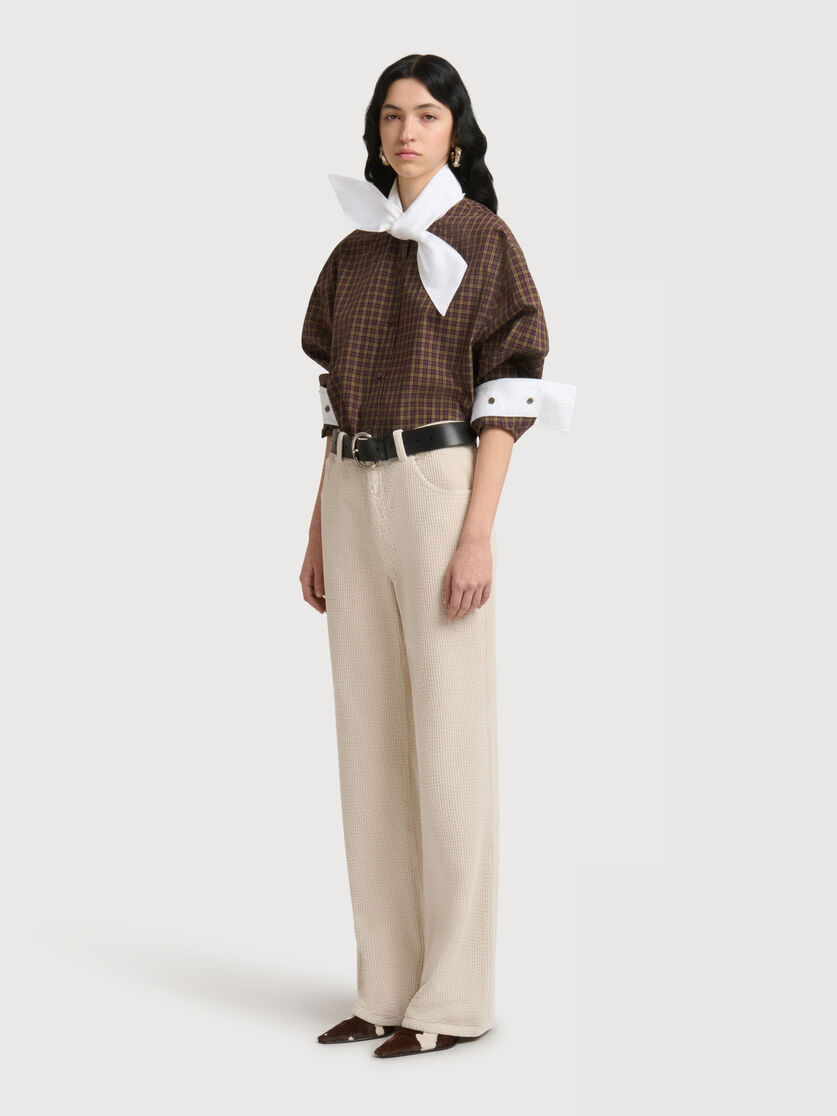 Cream corduroy flared trousers, Image 3