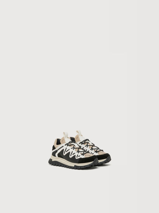 Black sneakers in leather and technical fabric - Sneakers