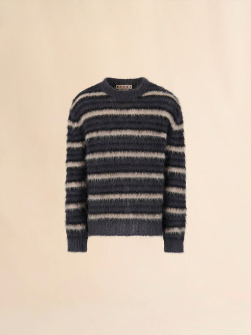 Dark grey striped mohair jumper - Pullovers