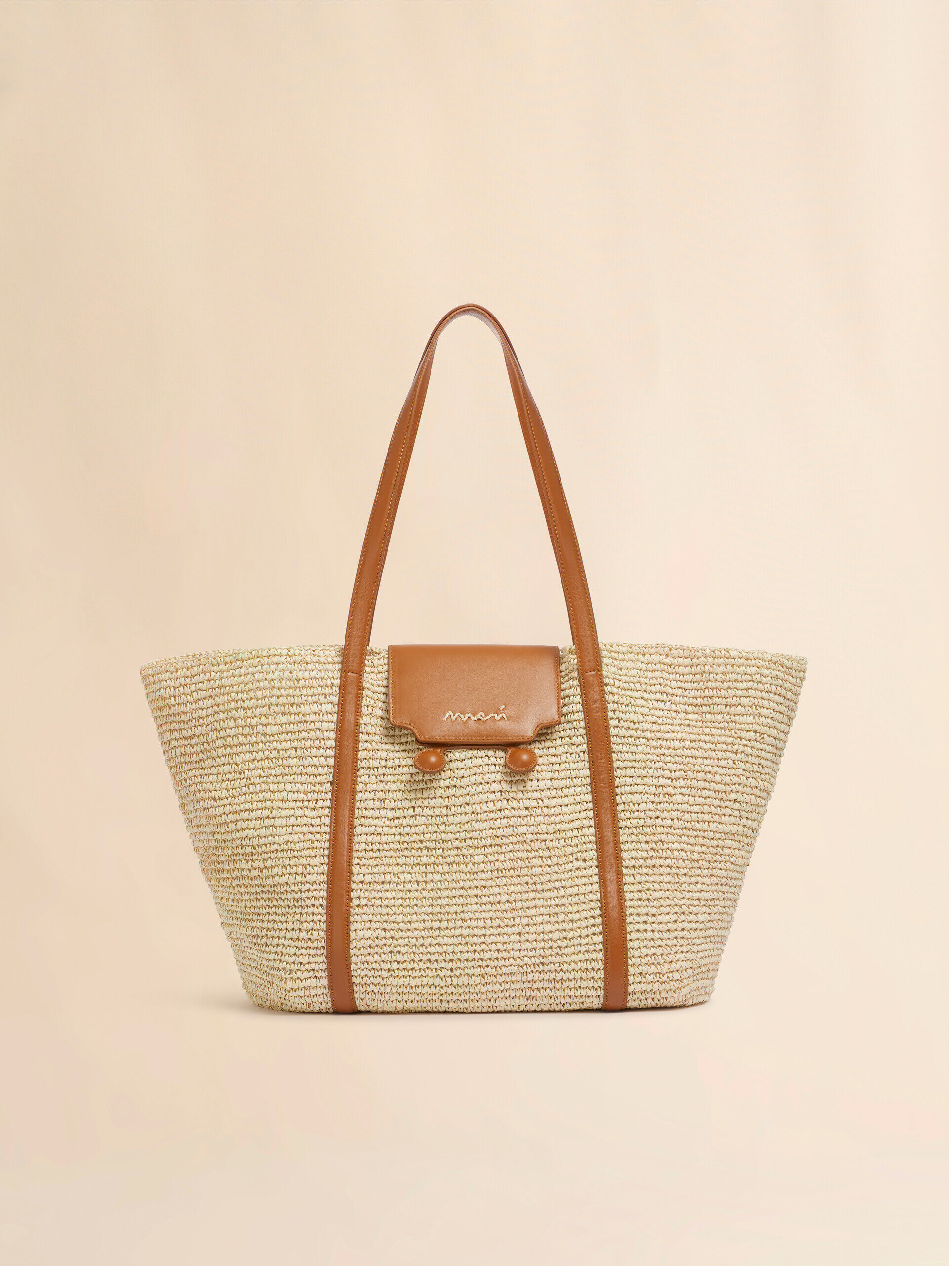 【関税込み】marni MEDIUM 'TRUNKAROO' SHOPPING BAG Medium black raffia-effect Trunkaroo beach bag | Marni