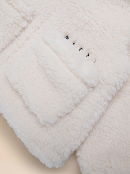 Off-white faux fur jacket with embroidered logo - Jackets
