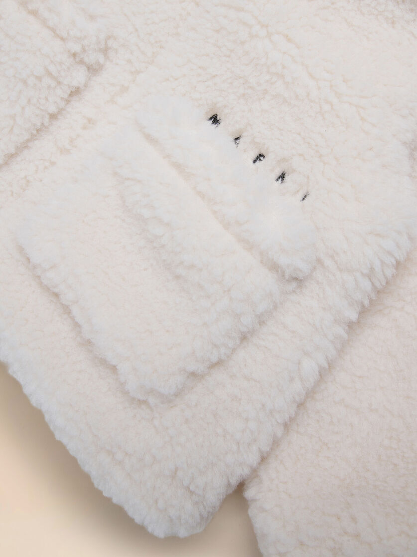Off-white faux fur jacket with embroidered logo - Jackets - Image 4