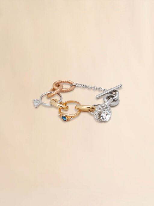 Mixed link chain bracelet with jewelled rings - Bracelets
