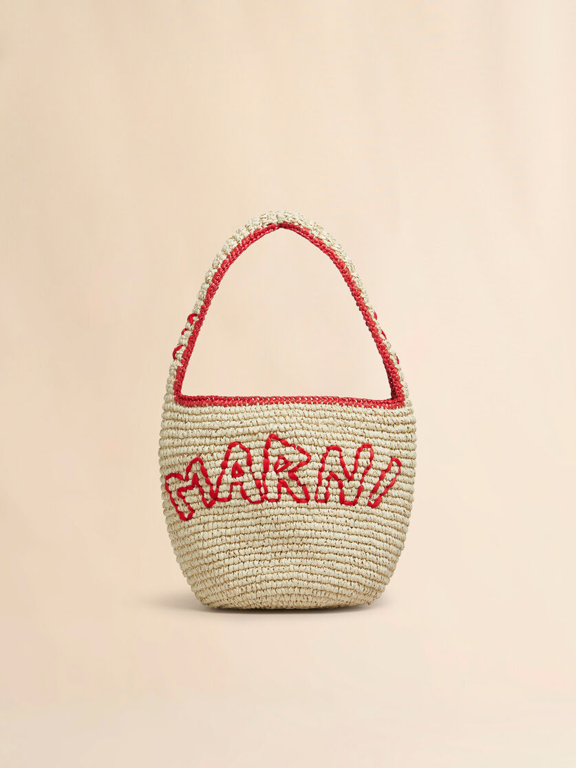 Natural raffia and red Nassa small hobo bag - Shoulder Bag - Image 1