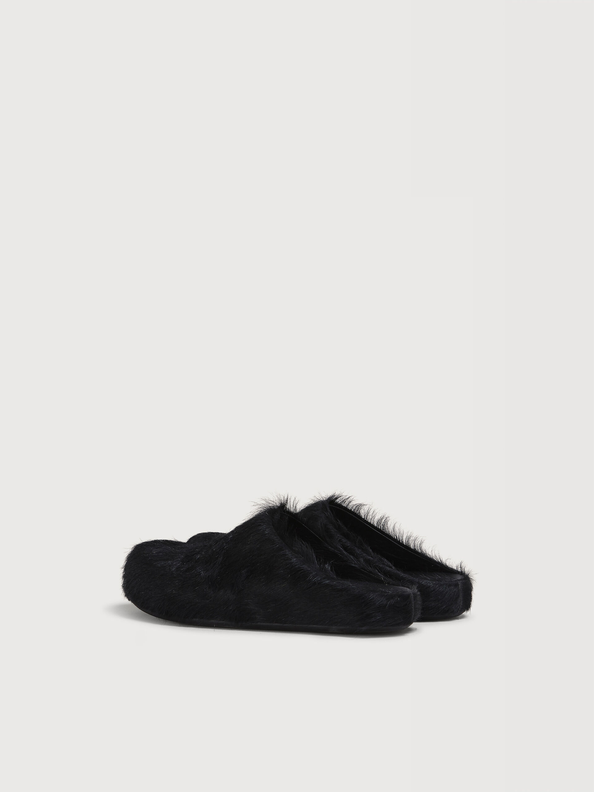 Black long hair calfskin Fussbett sabot | Marni