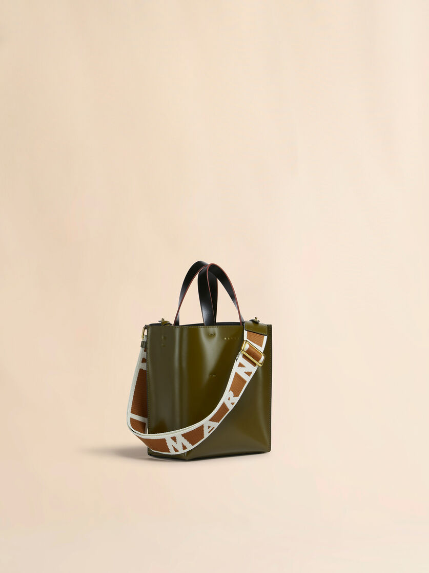 Deep green brown and black leather Museo mini bag - Shopping Bags - Image 6