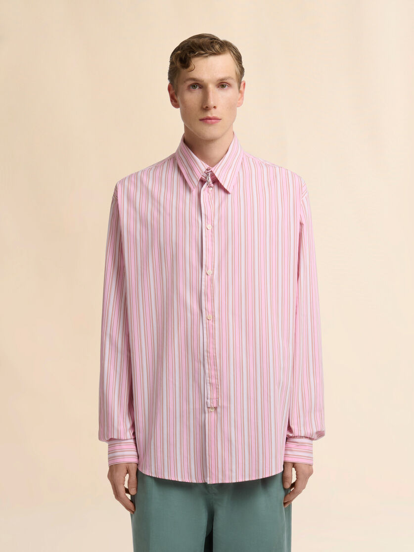 Pink striped poplin shirt with neck strap, Image 2