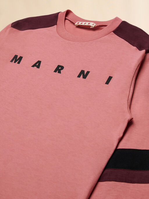 Pink long-sleeved T-shirt with sleeve stripes - T-shirts
