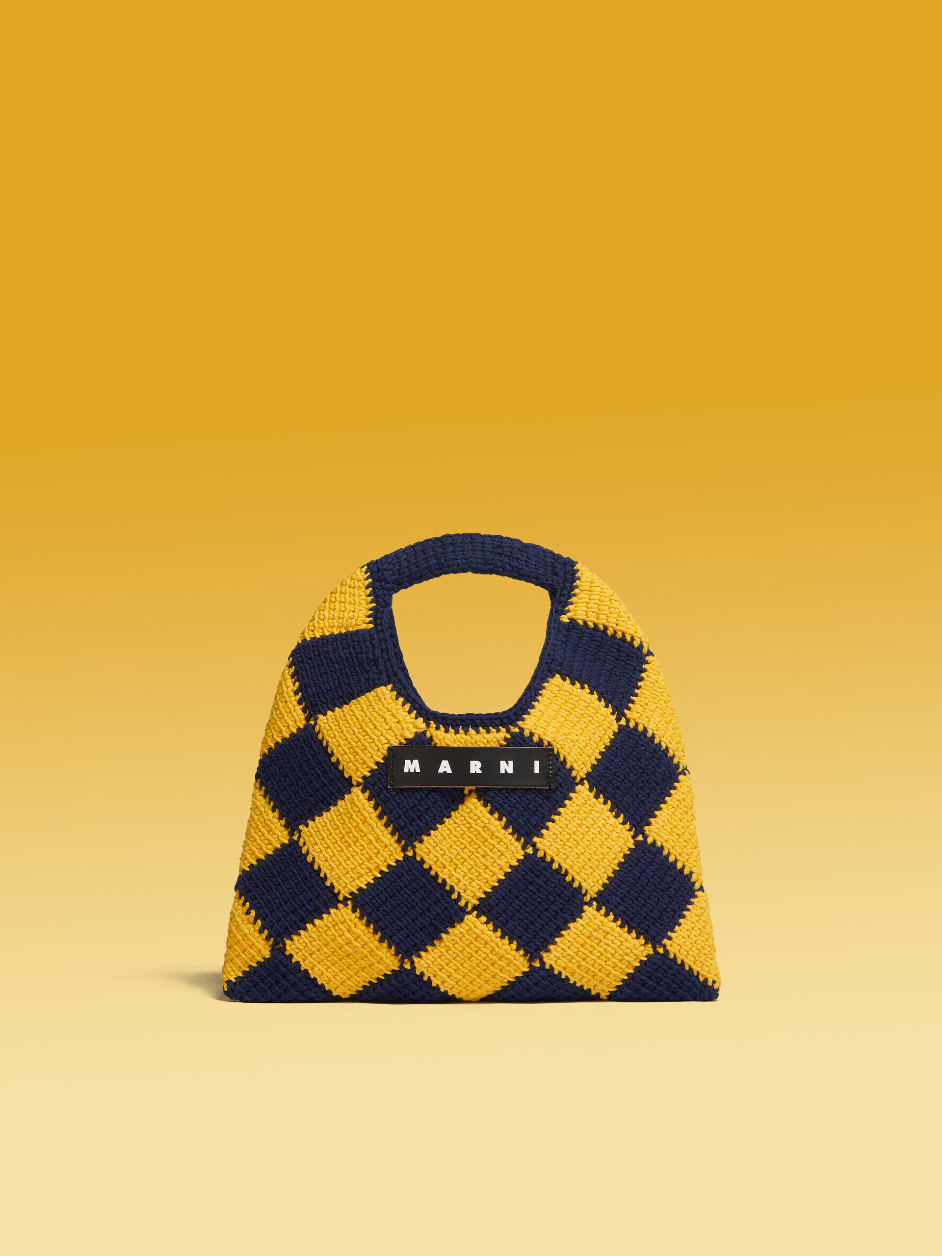 MARNI MARKET DIAMOND mini bag in yellow and blue tech wool | Marni