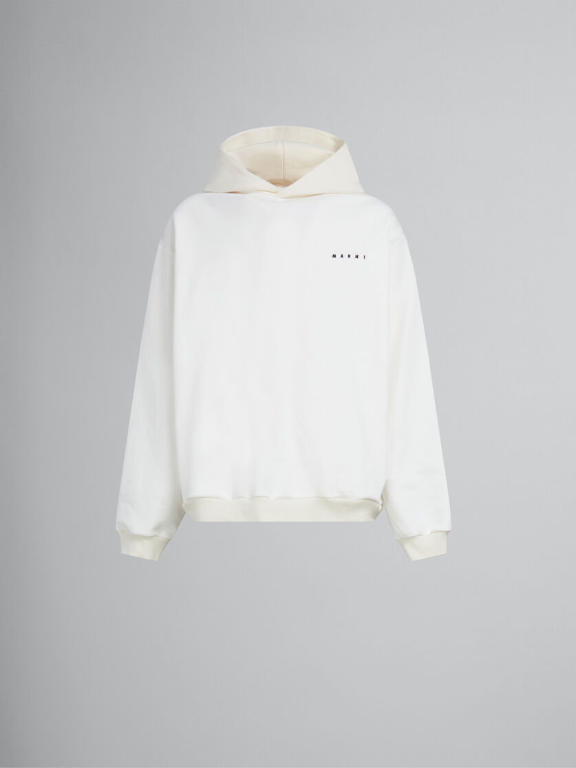 White hoodie with hearts print - Sweaters - Image 1