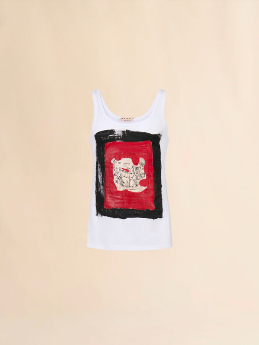 Canotta in cotone bianco con stampa cervo - Camicie