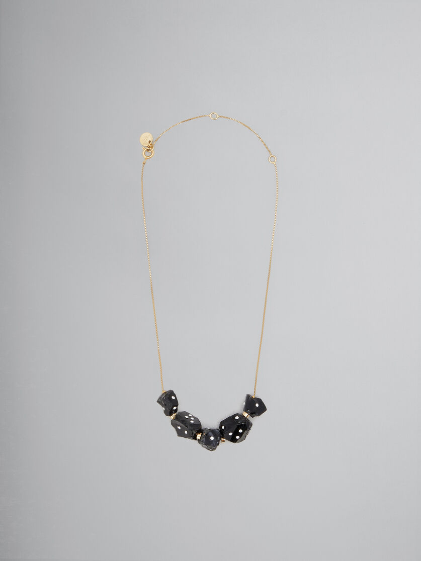 Black obsidian multi-stone necklace with rhinestone polka dots - Necklaces - Image 1