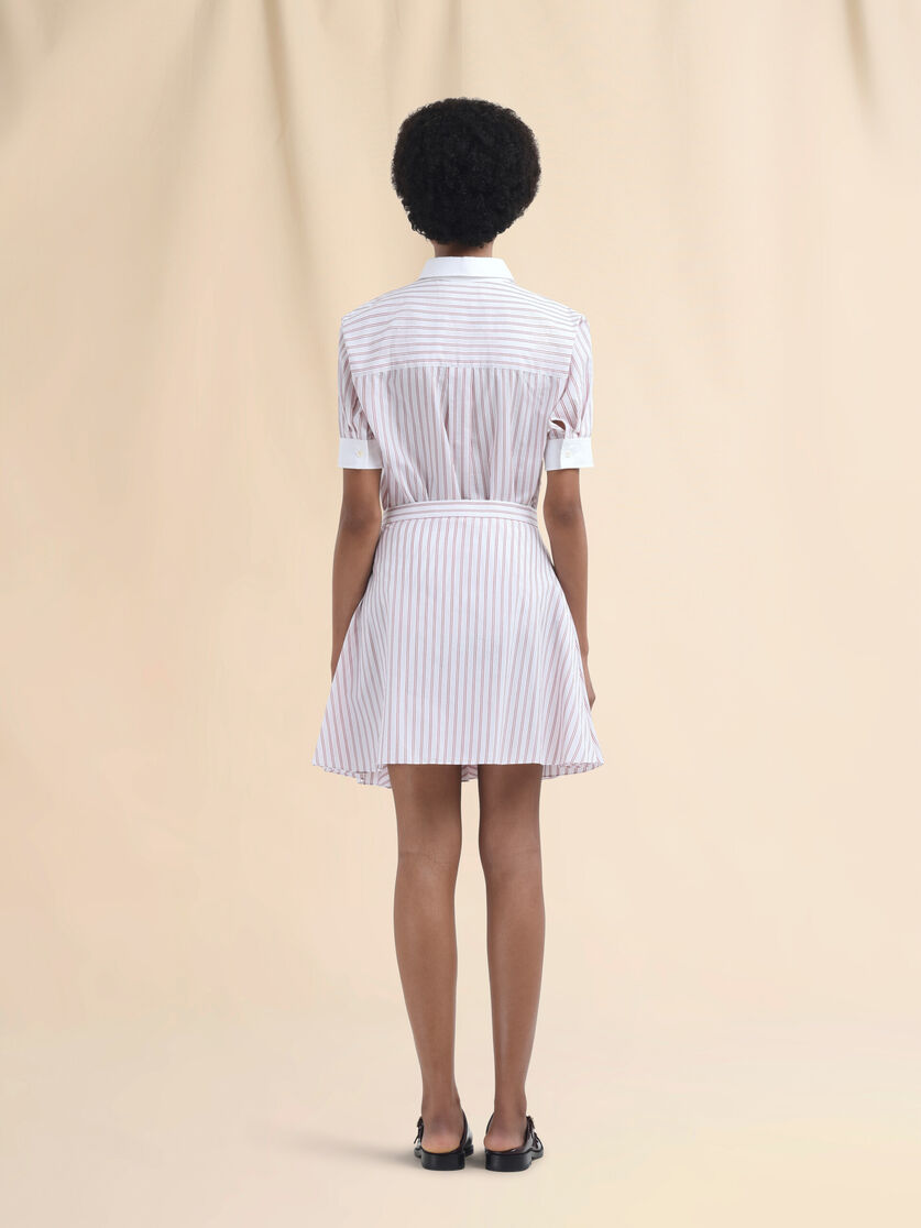 Red striped poplin Miniskirt - Skirts - Image 3