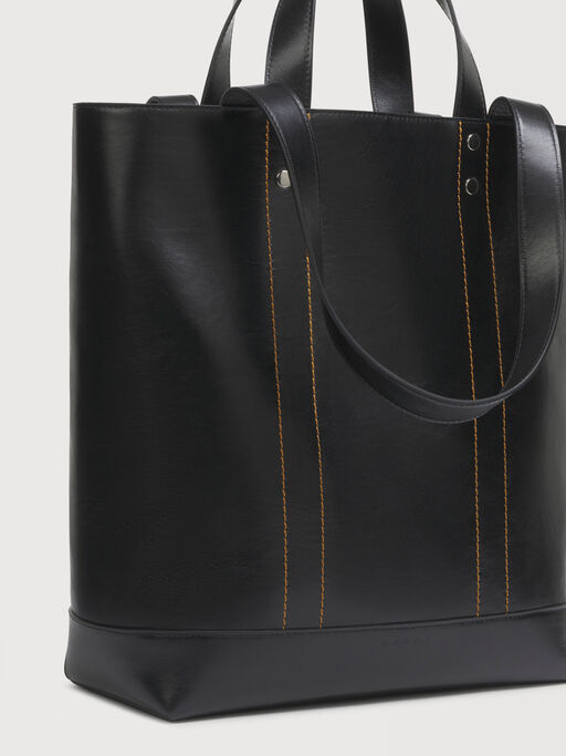 Black leather N/S tote bag - Shopping Bags