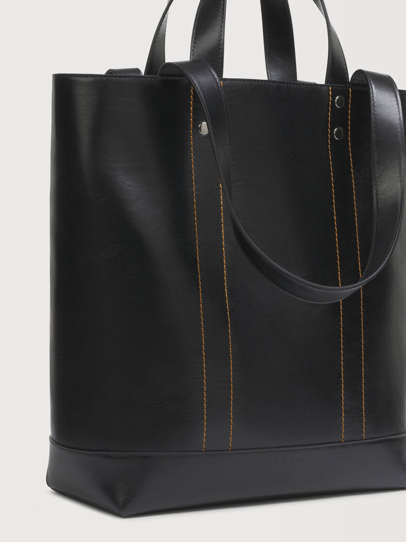 Black leather N/S tote bag, Image 5