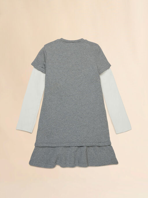 Grey melange cotton dress with watercolour patch - Dresses