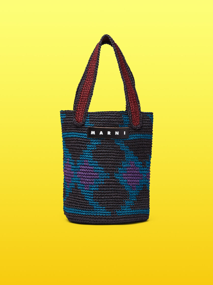 MARNI MARKET bag in multicolor black natural fibre - Shopping Bags - Image 1