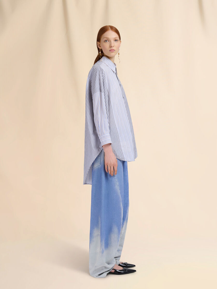 Grey striped organic poplin patchwork shirt - Shirts - Image 5