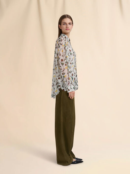 Deep green suede twisted trousers - Pants
