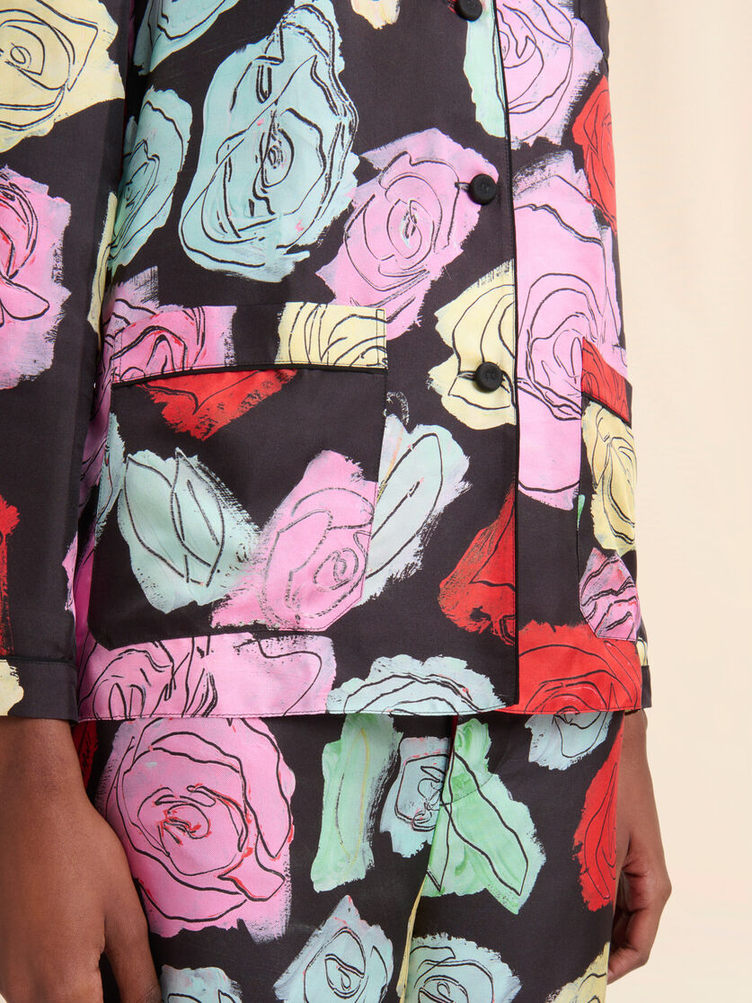 Black silk pyjama shirt with Orion print - Shirts - Image 4