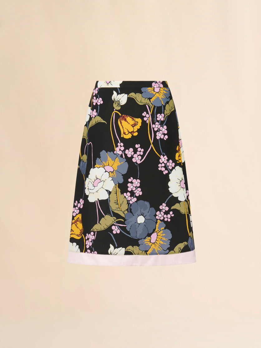 Melodiaプリント ブラック エンヴァースサテンスカート, Image 1