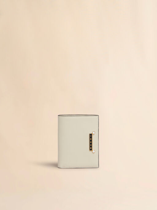 クリーム レザー製 Envelope 二つ折りウォレット - 財布