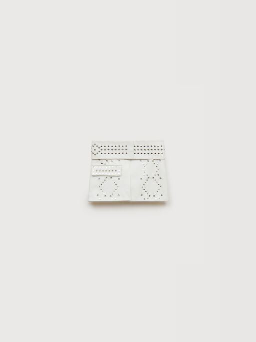 White leather mini skirt with studs - Skirts