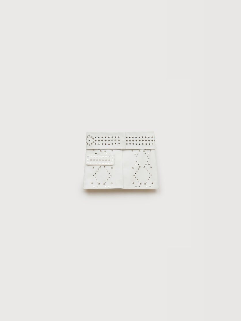 White leather mini skirt with studs, Image 1