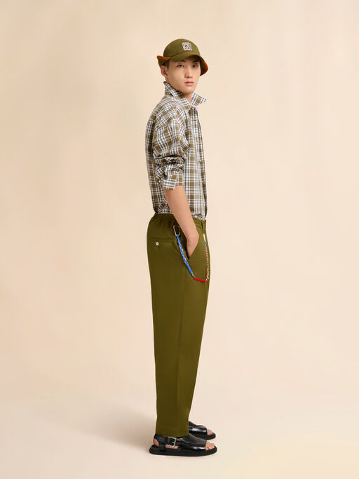 Green compact cotton shirt with checked pattern - Shirts